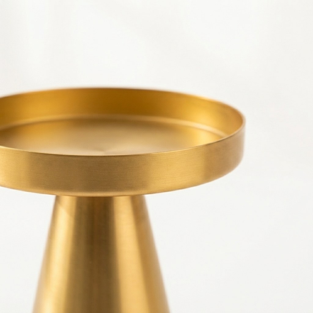 Conical Metal Candle Holder Set of 3, Gold