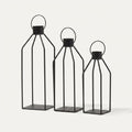 Metal Candle Lantern Set of 3, Black