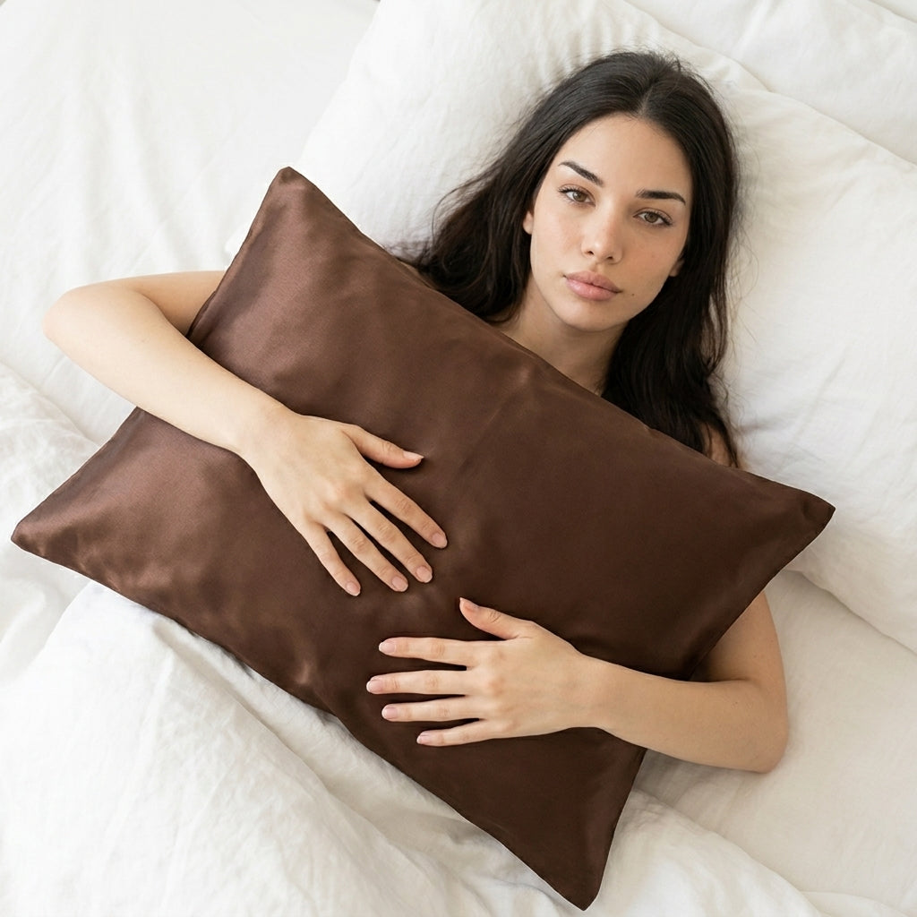 Mulberry Silk Pillowcase, Brown Chocolate
