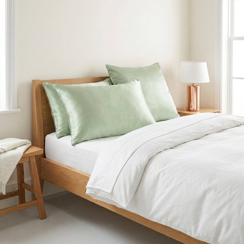 Mulberry Silk Pillowcase, Light Green