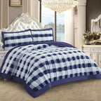 Plaid Comforter Set with Faux-Fur Texture