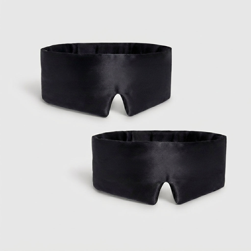 Silk Eye Mask and Pouch Set, Black