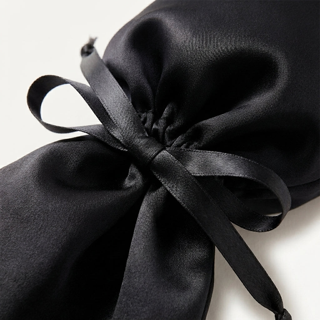 Silk Eye Mask and Pouch Set, Black