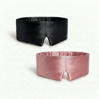 Silk Eye Mask and Pouch Set, Black & Pink