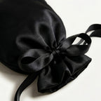 Silk Eye Mask and Pouch Set, Black & Pink