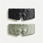 Silk Eye Mask and Pouch Set, Black & Sage