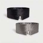 Silk Eye Mask and Pouch Set, Black & Silver