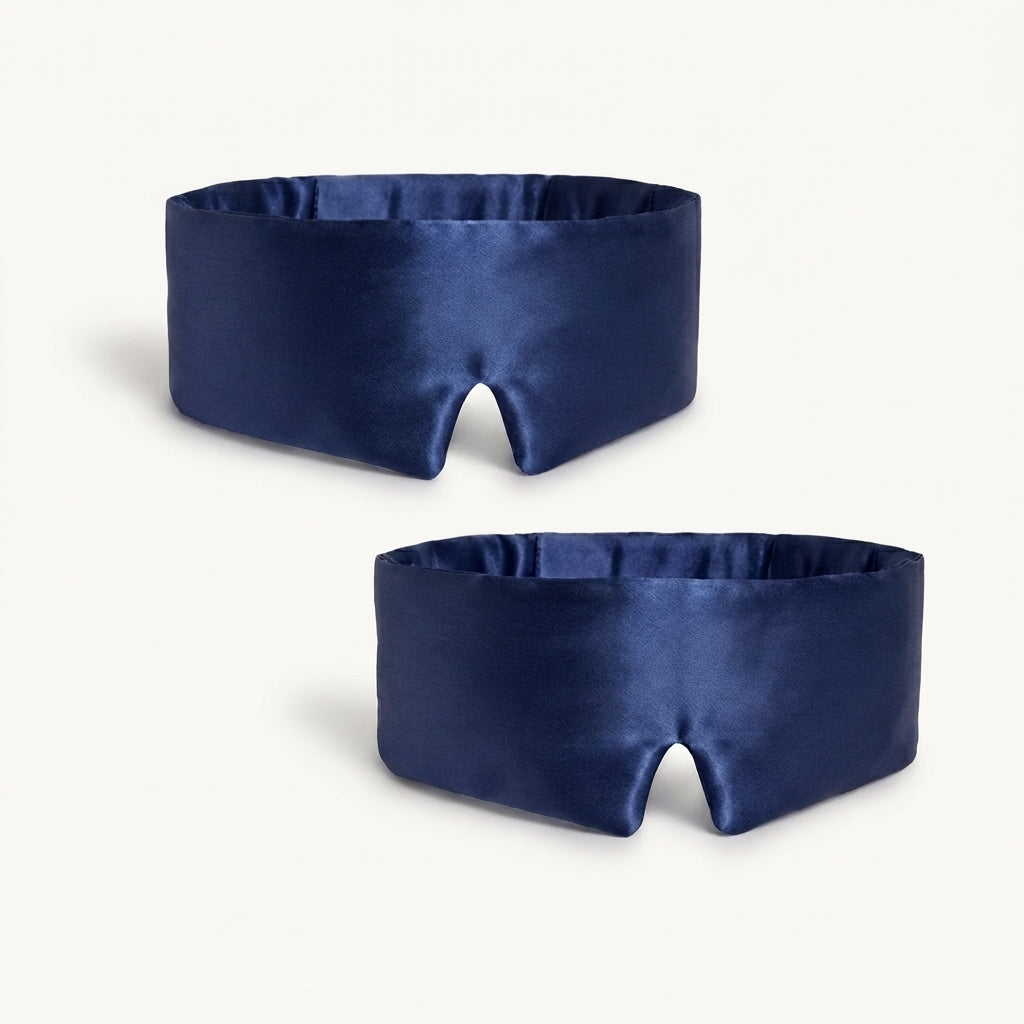 Silk Eye Mask and Pouch Set, Navy