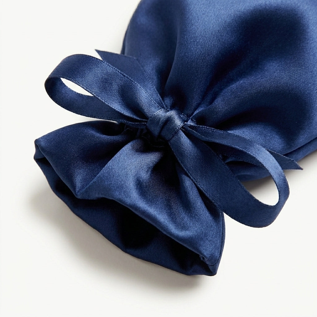 Silk Eye Mask and Pouch Set, Navy