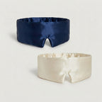 Silk Eye Mask and Pouch Set, Navy & Ivory