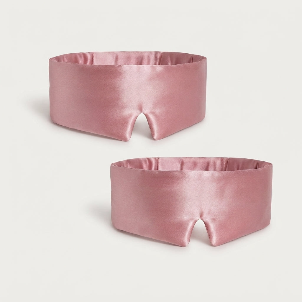 Silk Eye Mask and Pouch Set, Pink