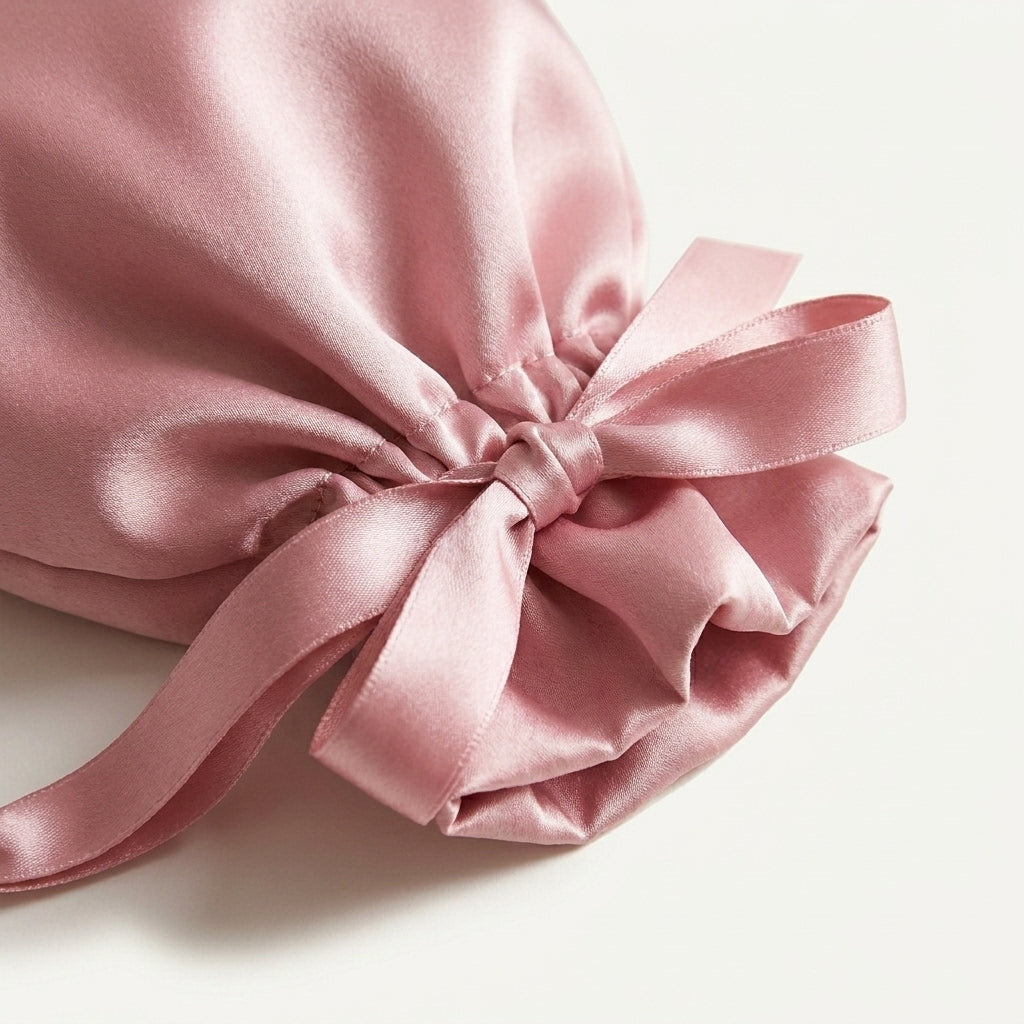 Silk Eye Mask and Pouch Set, Pink