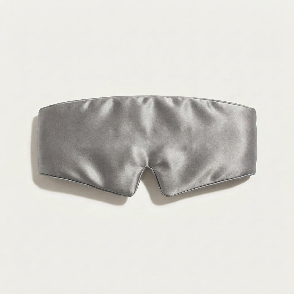 Silk Eye Mask and Pouch Set, Silver