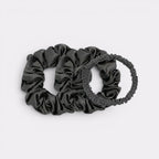 Silk Scrunchie Set, Charcoal