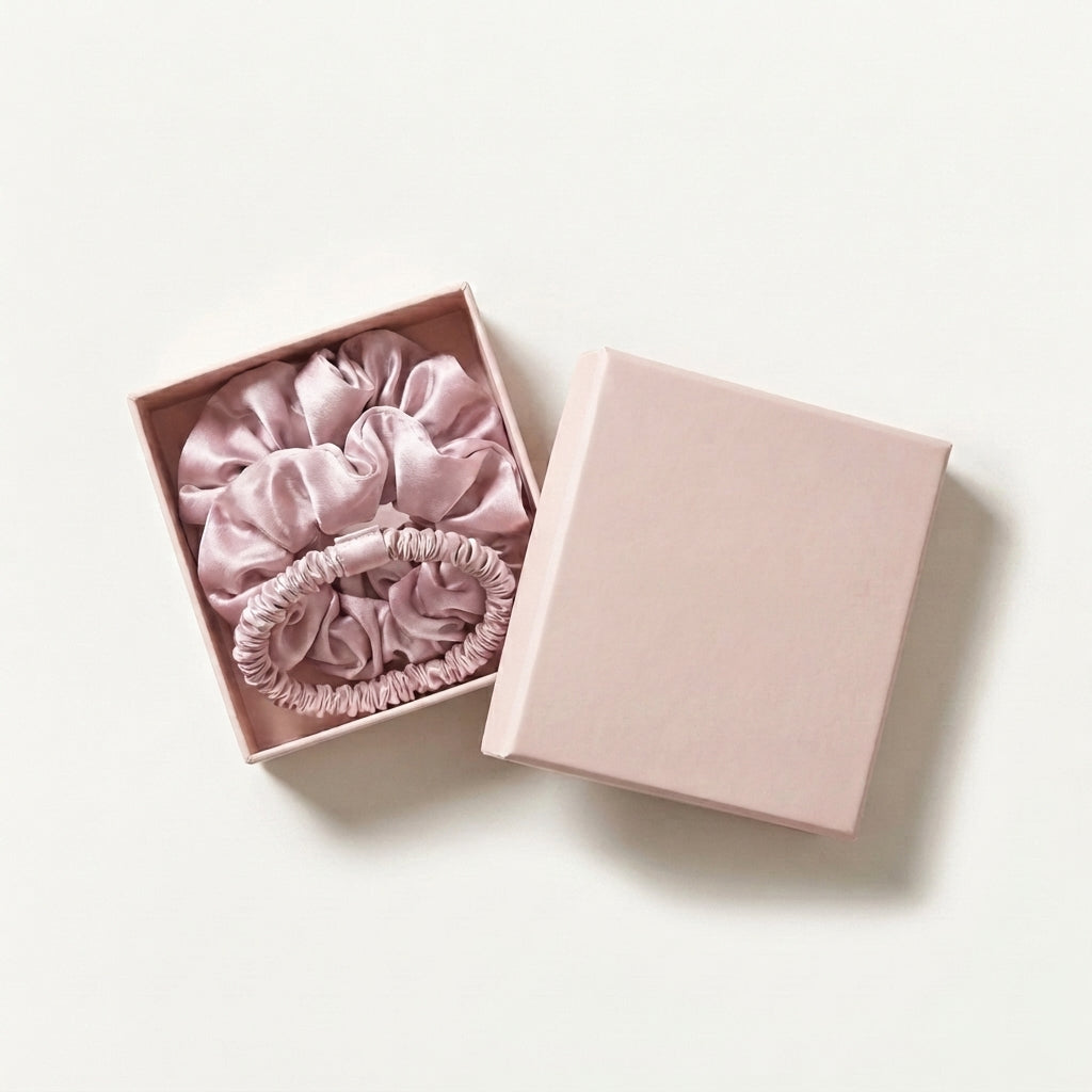 Silk Scrunchie Set, Pink